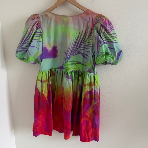 Plenty by Tracy Reese Puff-Sleeve Surplice Watercolor Tie Dye Dress M Anthro - Picture 9 of 12